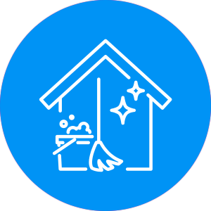 Icon showing post-construction site cleanup